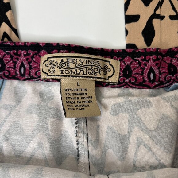 Flying Tomato Vibrant Boho Pattern Stretch Ankle Pants Size L Multicolor - Picture 9 of 9